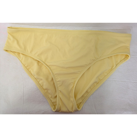 Juniors Plus Size Ribbed Cheeky Hipster Bikini Bottom Lightt Yellow 2X - Picture 7 of 8
